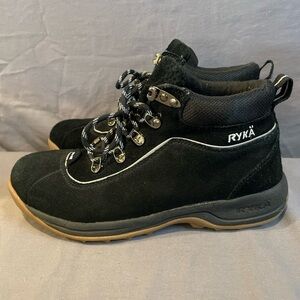 Ryka Black Suede Hiking Boots‎ Women’s Size 8.5 Wide In Great Condition